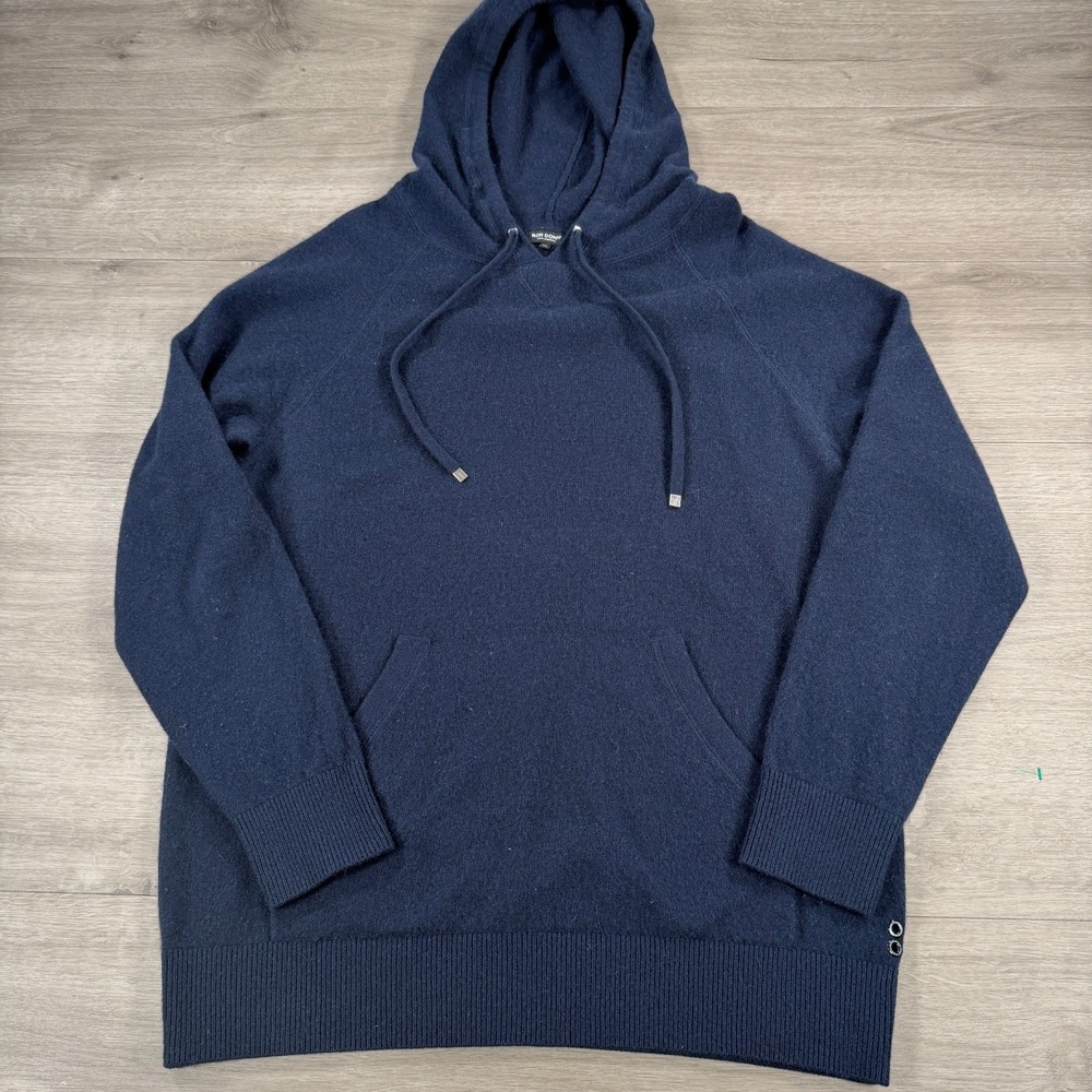Ron Dorff Cashmere Sweater Hoodie XL Navy Blue Long Sleeve Hood